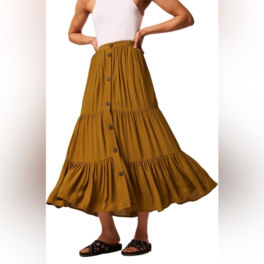 French Connection Easha Drape Button Front Skirt - Picture 8 of 13